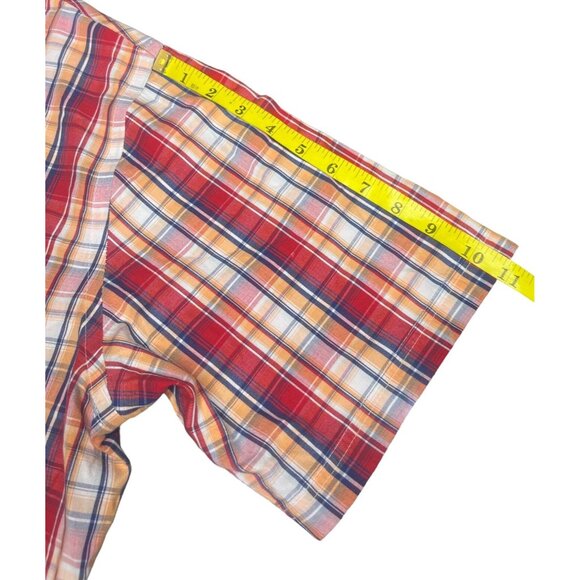 Croft & Barrow 2xL Plaid Button-Down Short Sleeves Shirt Red Blue Western‎ Wear - Picture 6 of 13